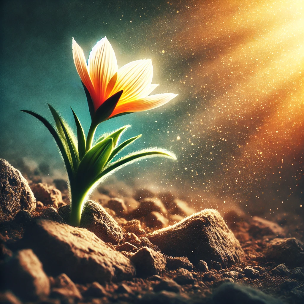 Eine Blume, die aus dem Boden wächst